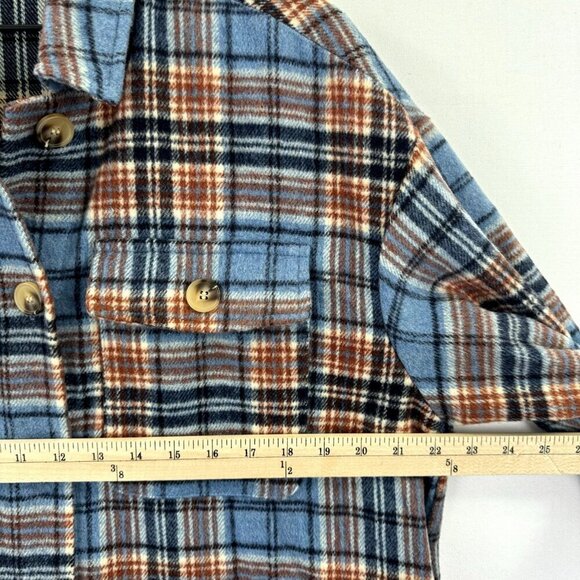 Paper Crane Blue and Brown Plaid Utility Jacket - Picture 15 of 16